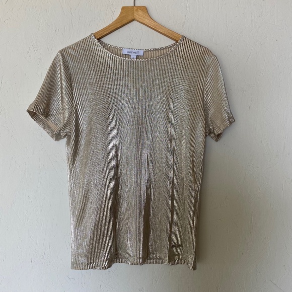 Nine West Tops - Nine West metallic champagne gold Blouse Medium